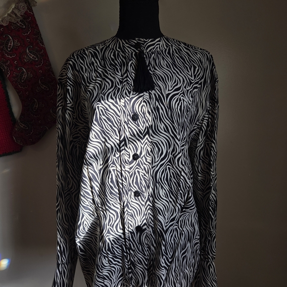 Escada Tops - Vintage Escada Black and White Zebra Silk Blouse